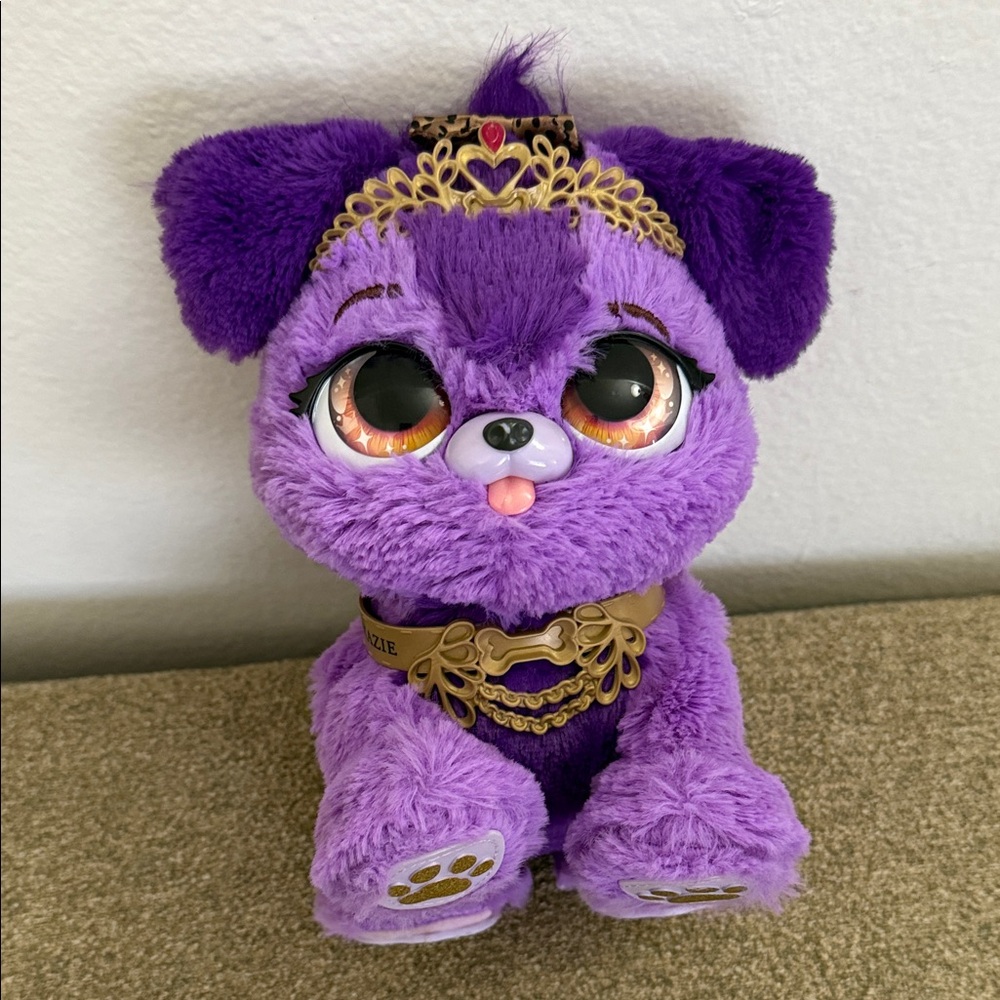 Present Pets Princess Mazie Purple Dog Interactive Plush Toy w Over 100 Sounds